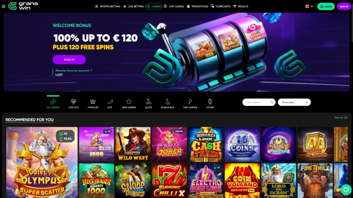 Design futurista do Granawin Casino aplicado ao lobby ao vivo